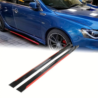 Universal Car Side Skirt Extensions – Sport Styling Kit (Red & Black)