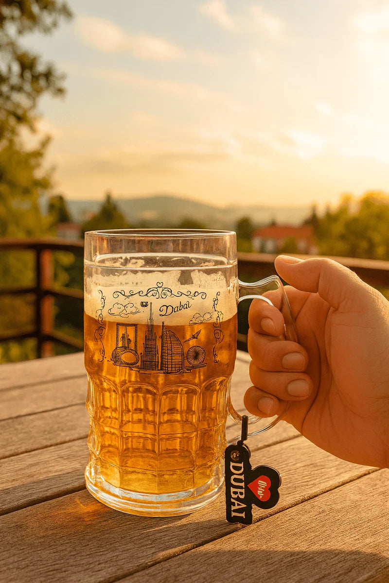 Souvenir Mug – Premium Glass Mug with Burj Khalifa, Burj Al Arab & Dubai Landmarks