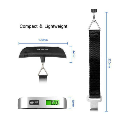 Electronic Digital Luggage Scale – Portable Travel Baggage Weight Scale with LCD Display (50kg/110lbs)