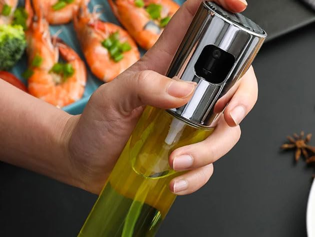 Stainless Steel Oil Spray Bottle – Refillable Cooking Oil Dispenser for Kitchen, BBQ & Air Fryer