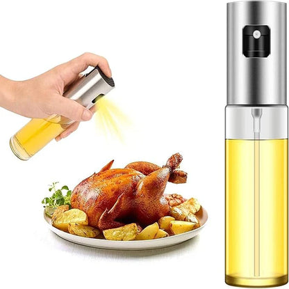 Stainless Steel Oil Spray Bottle – Refillable Cooking Oil Dispenser for Kitchen, BBQ & Air Fryer